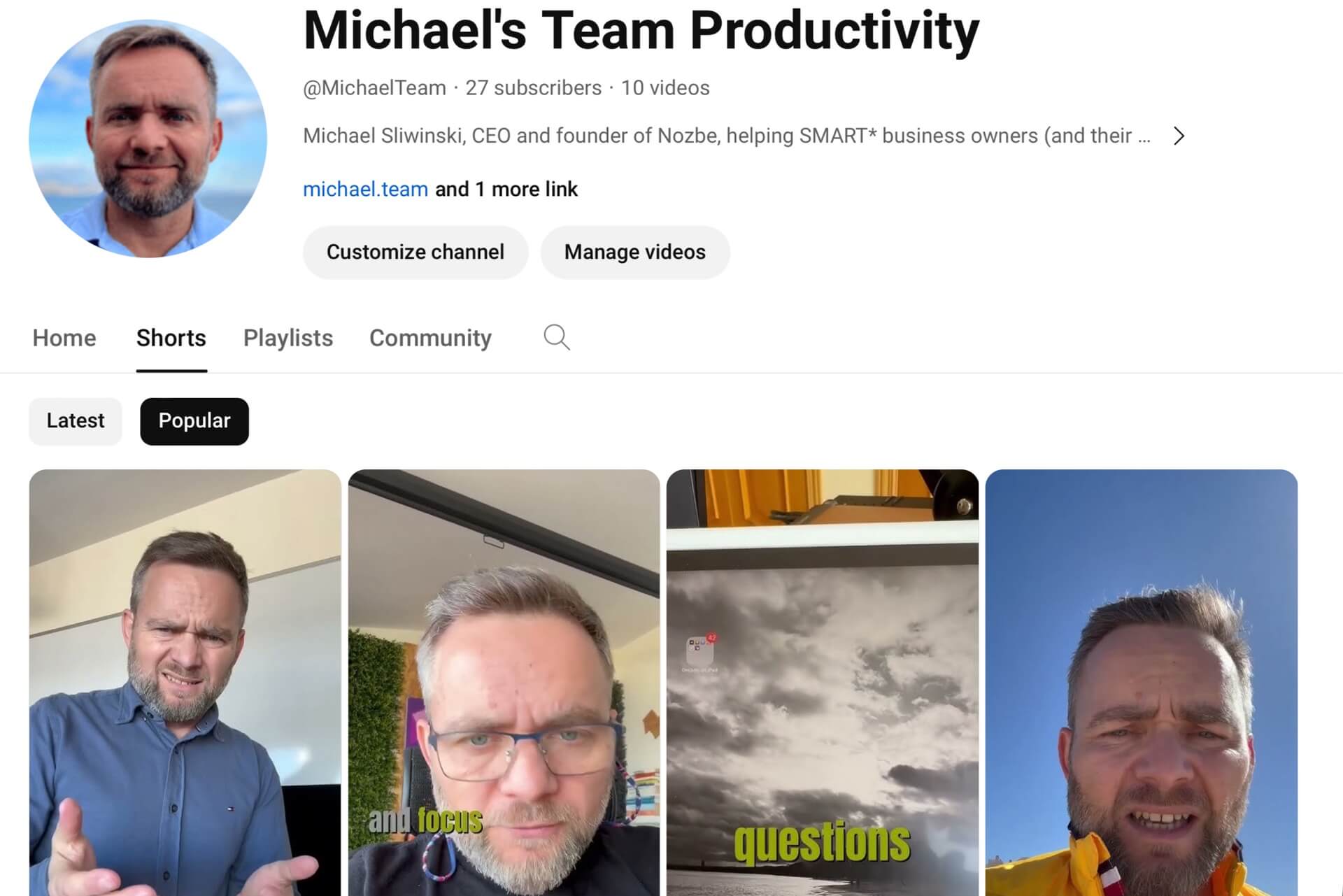 Subscribe to my new “Michael Team” YouTube Channel for daily productivity tips and tricks - my first 10 videos!