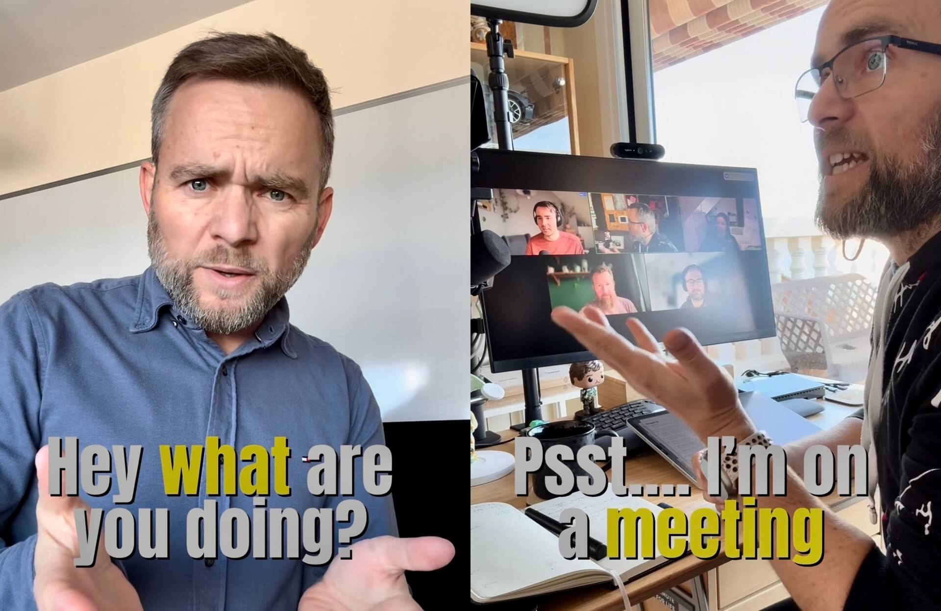Two Michaels walk into an office… and argue if virtual meetings are real! two